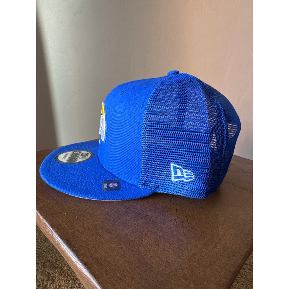 NFL LA Rams New Era 9Fifty Snapback Blue Mesh Embroidered Trucker Hat NWT - Picture 3 of 7